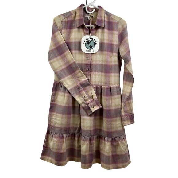 TOAD & CO RE-FORM TIERED DRESS DAWN PURPLE BEIGE SIZE EXTRA SMALL - Picture 5 of 9